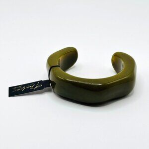 Thalia Sodi Olive Green Resin Chunky Cuff Bracelet Modern Statement Jewelry
